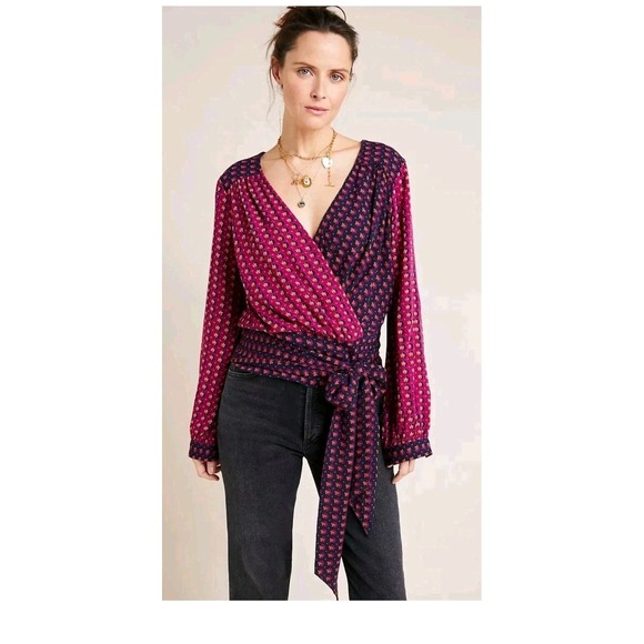 Anthropologie Tops - Anthropologie Lisa Puff-Sleeved Blouse Size 4 Long Sleeve Shirt